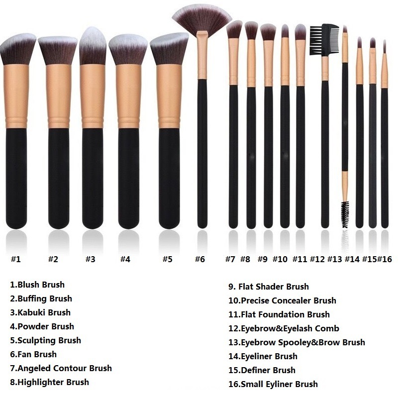 16 Pcs/Set Classic Makeup Brush Kit