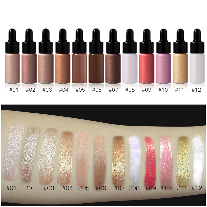 12 Color Waterproof Private Label Beauty Brightening Liquid Highlighter 