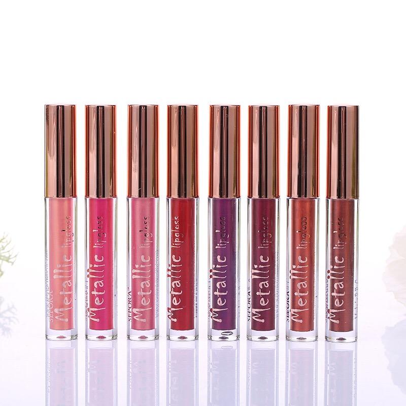 8 Color Metallic Liquid Non Stick Cup Long Lasting Glitter Lipstick