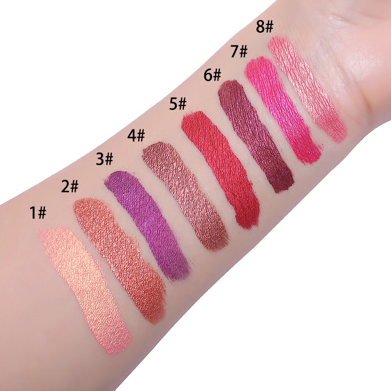 8 Color Metallic Liquid Non Stick Cup Long Lasting Glitter Lipstick