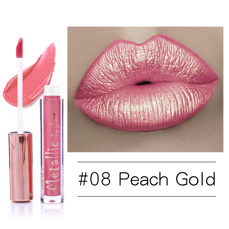 8 Color Metallic Liquid Non Stick Cup Long Lasting Glitter Lipstick