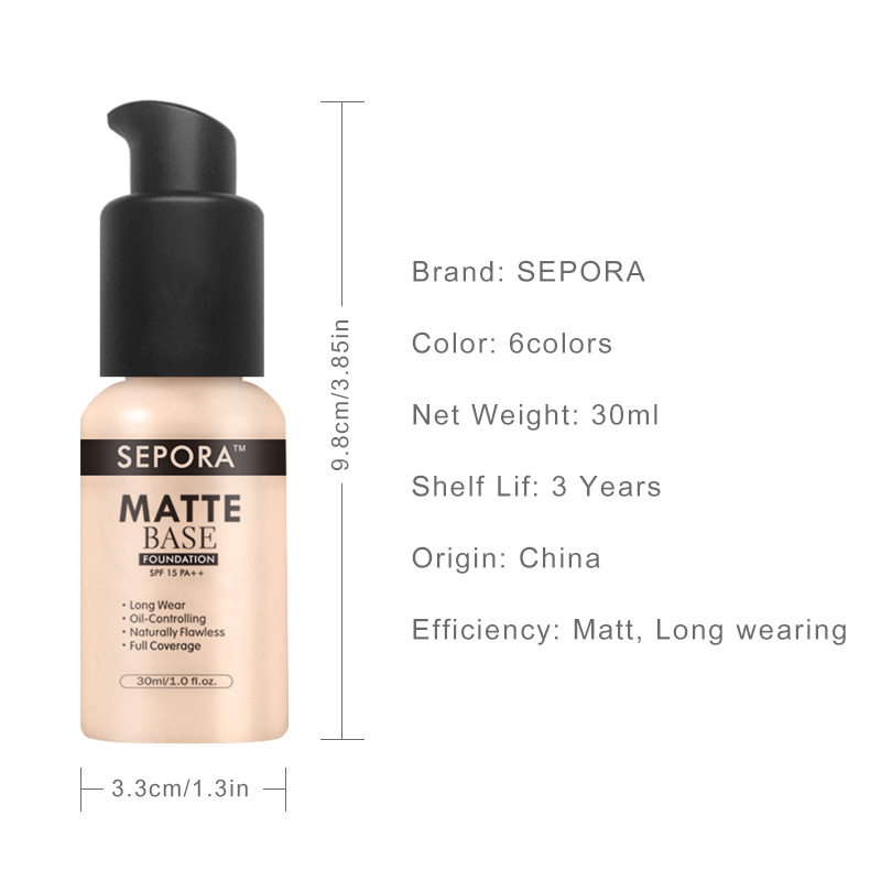 6 Color Foundation Face Concealer  Makeup Liquid Foundation Cosmetics Moisturizing Whitening Foundation Waterproof Face Makeup